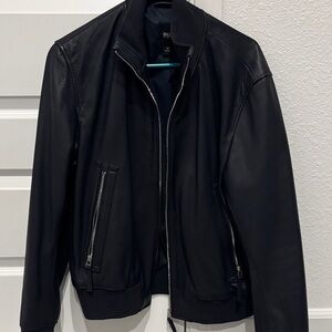 Hugo Boss Men's Blue Leather Jacket